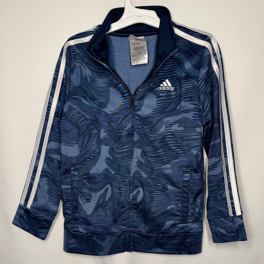 💜3/$15 Adidas Boys Blue Camo Tricot Jacket